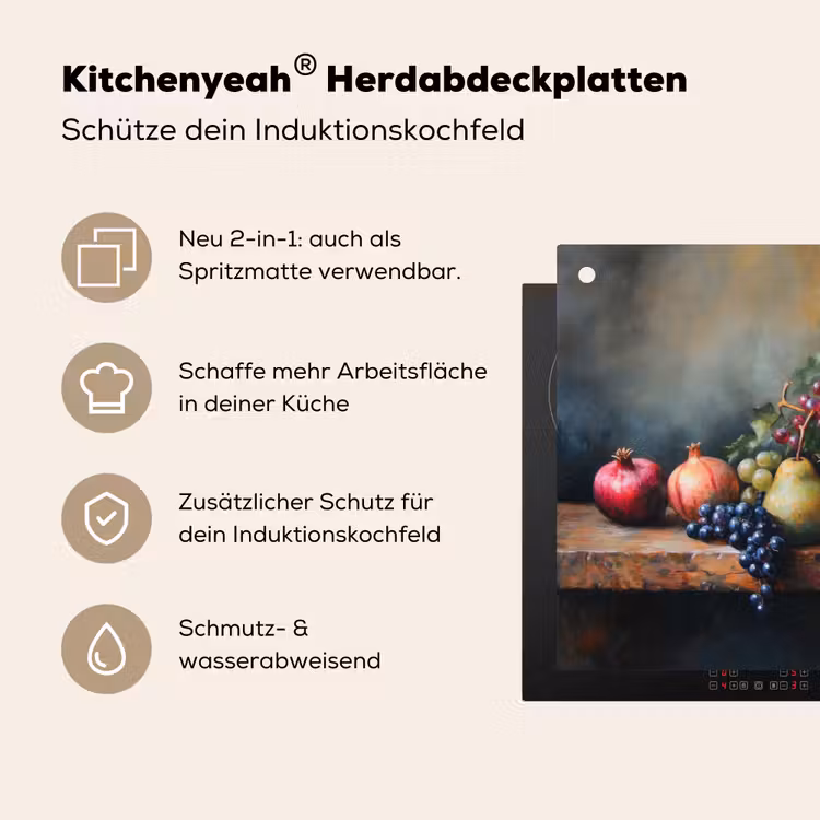 Rustiek - Stilleven - Fruit Inductie beschemer met haakjes klein -ky-usp-de