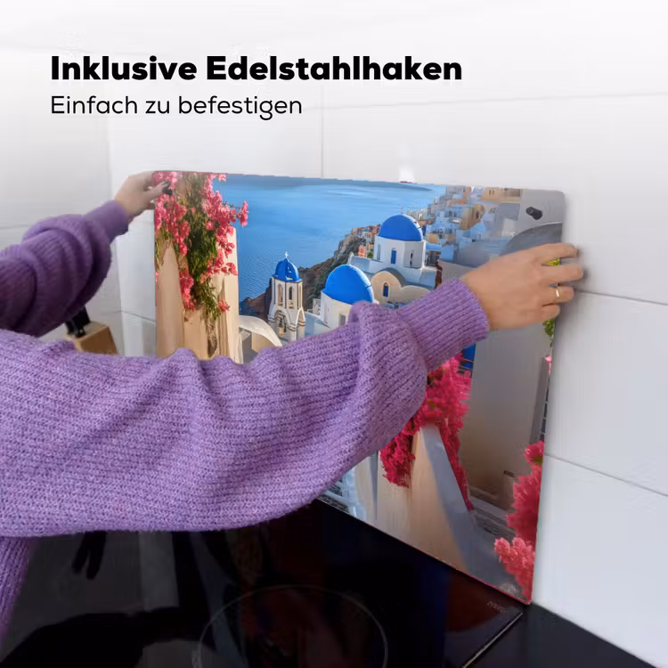 Santorini - Bloemen - Griekenland Inductie beschemer met haakjes klein -ky-ophangen-de