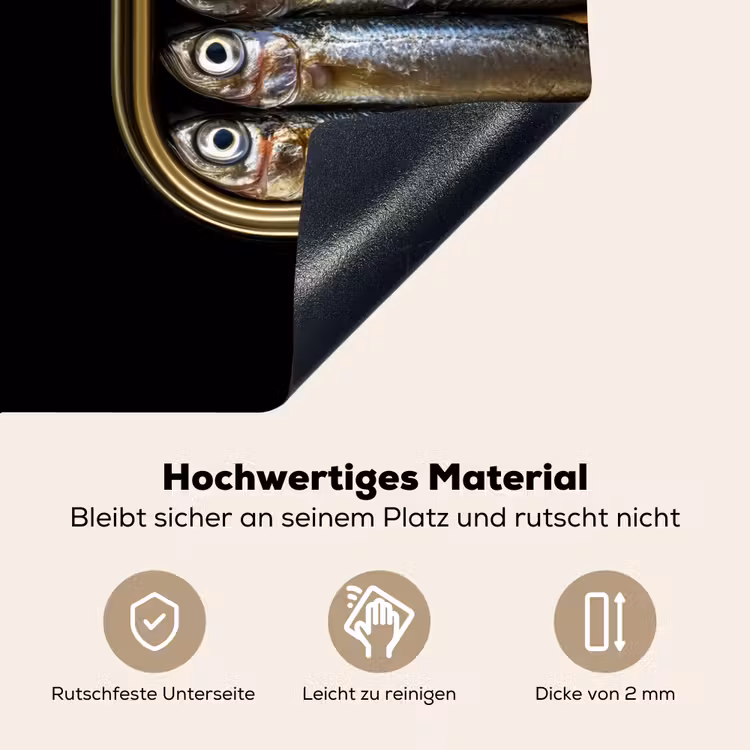 Sardines - Blik - Zwart - Vissen Inductie beschemer met haakjes klein -ky-onderkant-de
