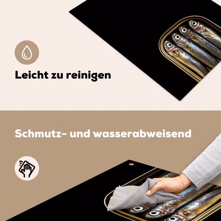 Sardines - Blik - Zwart - Vissen Inductie beschemer met haakjes klein -ky-schoon-de