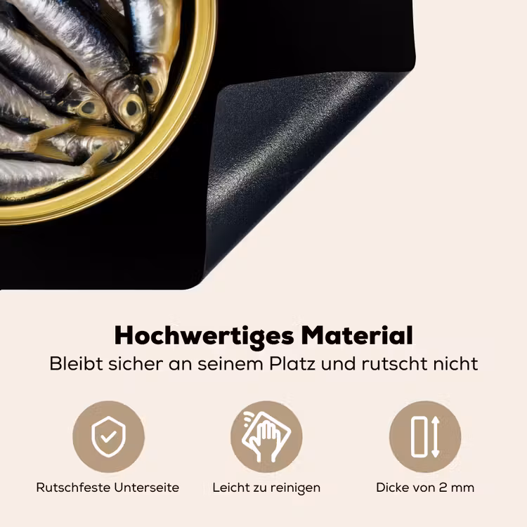 Sardines - Vissen - Rond - Zwart Inductie beschemer met haakjes klein -ky-onderkant-de