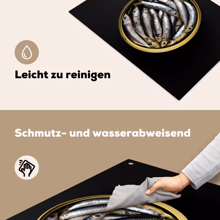 Sardines - Vissen - Rond - Zwart Inductie beschemer met haakjes klein -ky-schoon-de