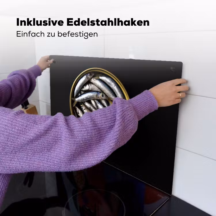 Sardines - Vissen - Rond - Zwart Inductie beschemer met haakjes klein -ky-ophangen-de