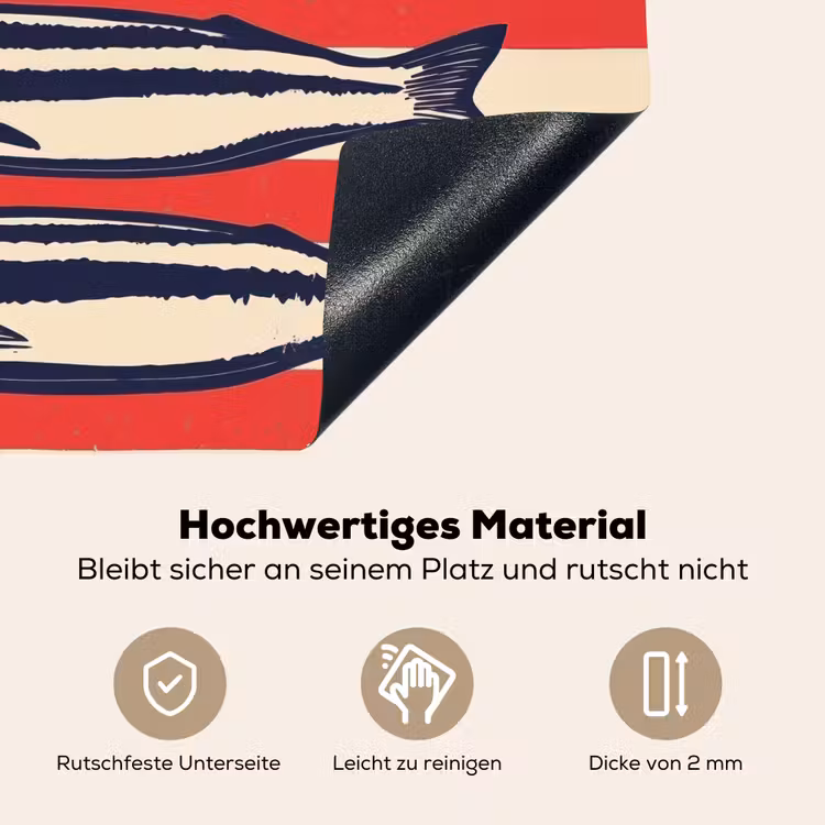 Sardines - Rood en beige strepen Inductie beschemer met haakjes middel -ky-onderkant-de
