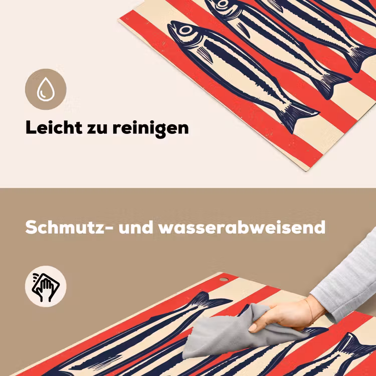 Sardines - Rood en beige strepen Inductie beschemer met haakjes middel -ky-schoon-de