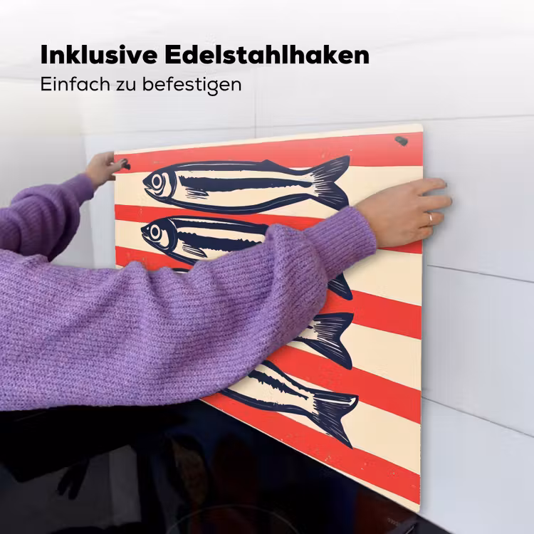 Sardines - Rood en beige strepen Inductie beschemer met haakjes middel -ky-ophangen-de
