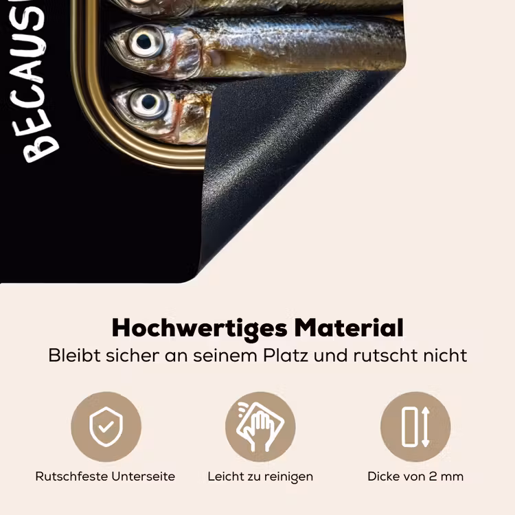 Sardines - Tekst - Vis - Blik Inductie beschemer met haakjes klein -ky-onderkant-de