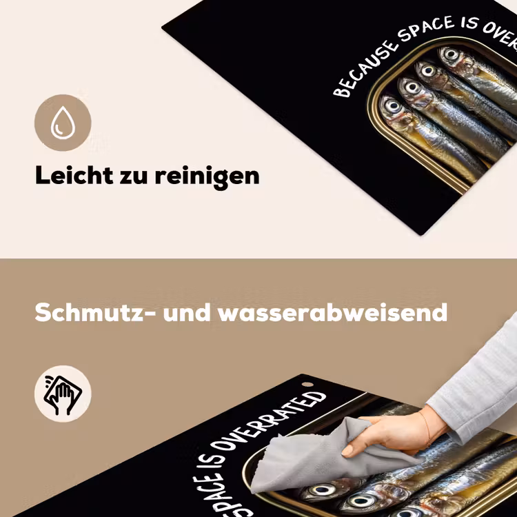Sardines - Tekst - Vis - Blik Inductie beschemer met haakjes klein -ky-schoon-de