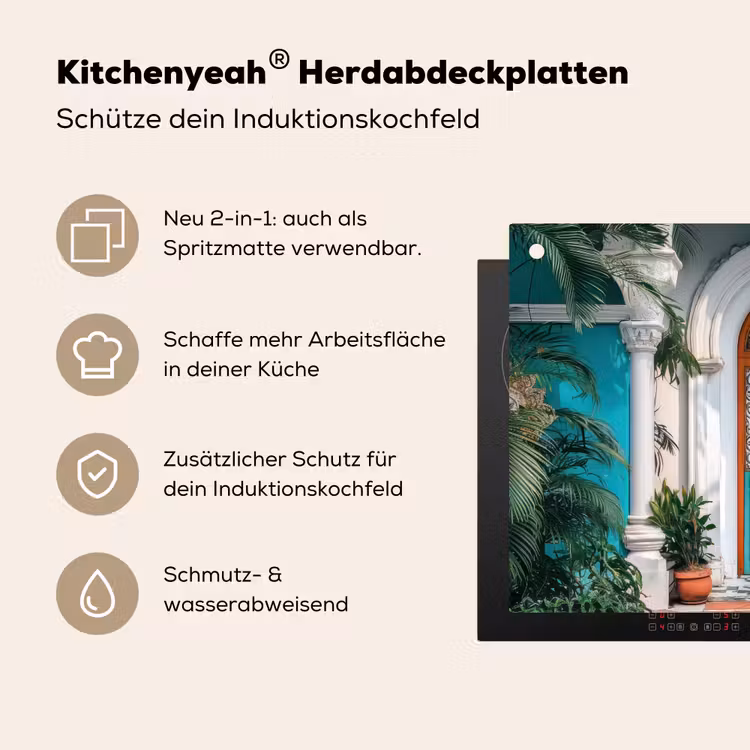 Zuilen - Sierlijke - Deur - Blauw Inductie beschemer met haakjes klein -ky-usp-de