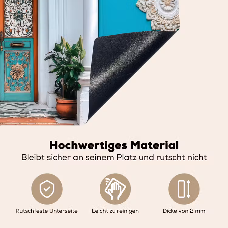 Zuilen - Sierlijke - Deur - Blauw Inductie beschemer met haakjes klein -ky-onderkant-de