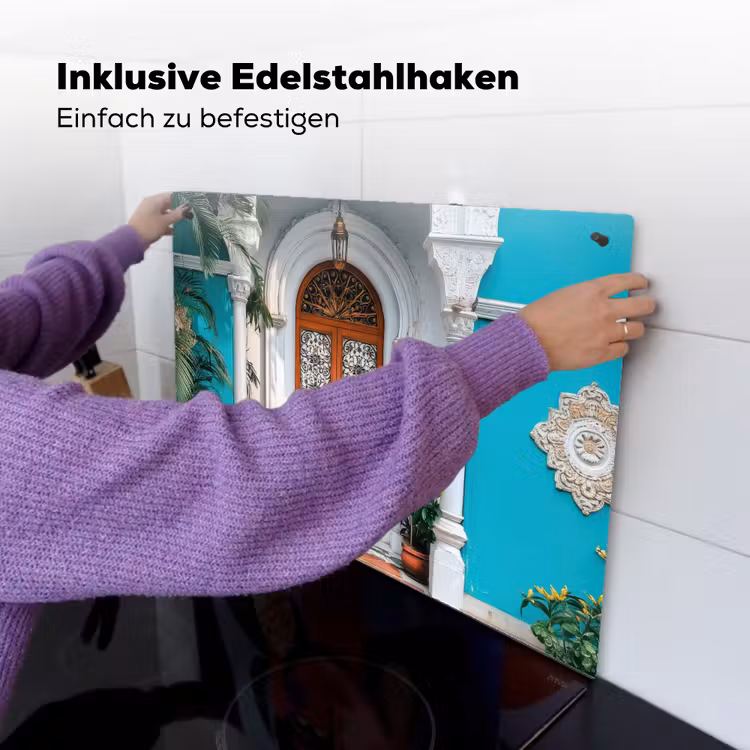 Zuilen - Sierlijke - Deur - Blauw Inductie beschemer met haakjes klein -ky-ophangen-de