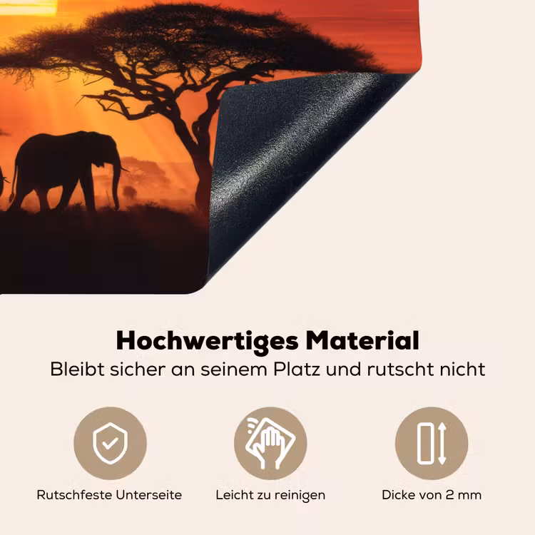 Savanne - Olifanten - Zonsondergang Inductie beschemer met haakjes klein -ky-onderkant-de