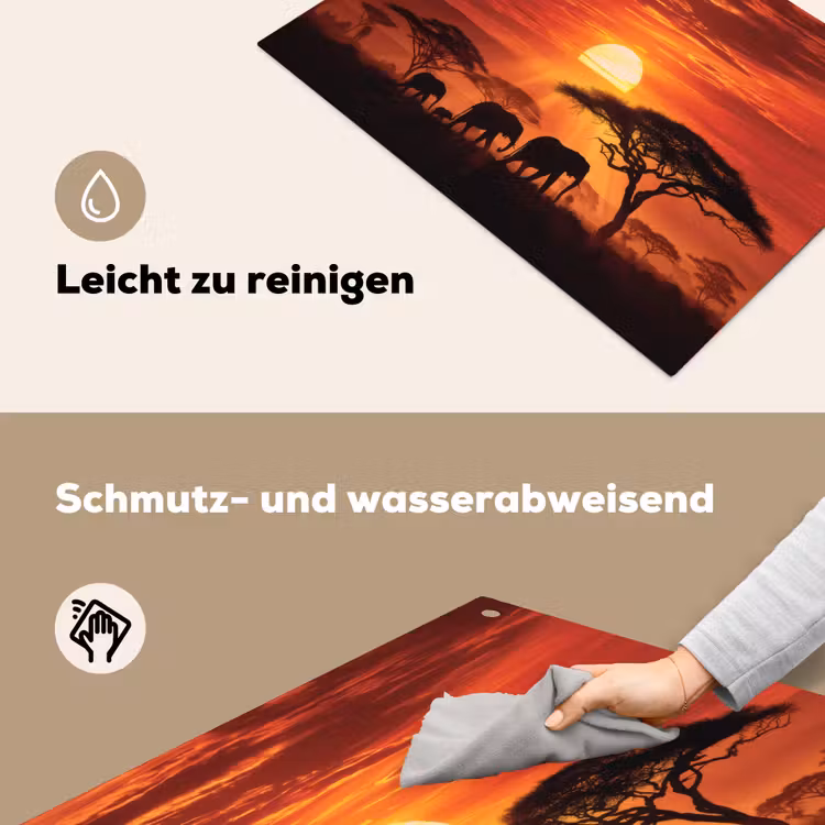 Savanne - Olifanten - Zonsondergang Inductie beschemer met haakjes klein -ky-schoon-de