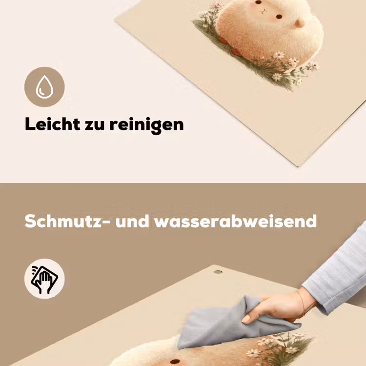 Schaap - Beige - Bloemen Inductie beschemer met haakjes middel -ky-schoon-de
