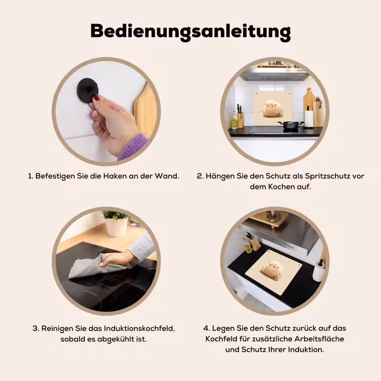 Schaap - Beige - Bloemen Inductie beschemer met haakjes middel -ky-gebruik-de