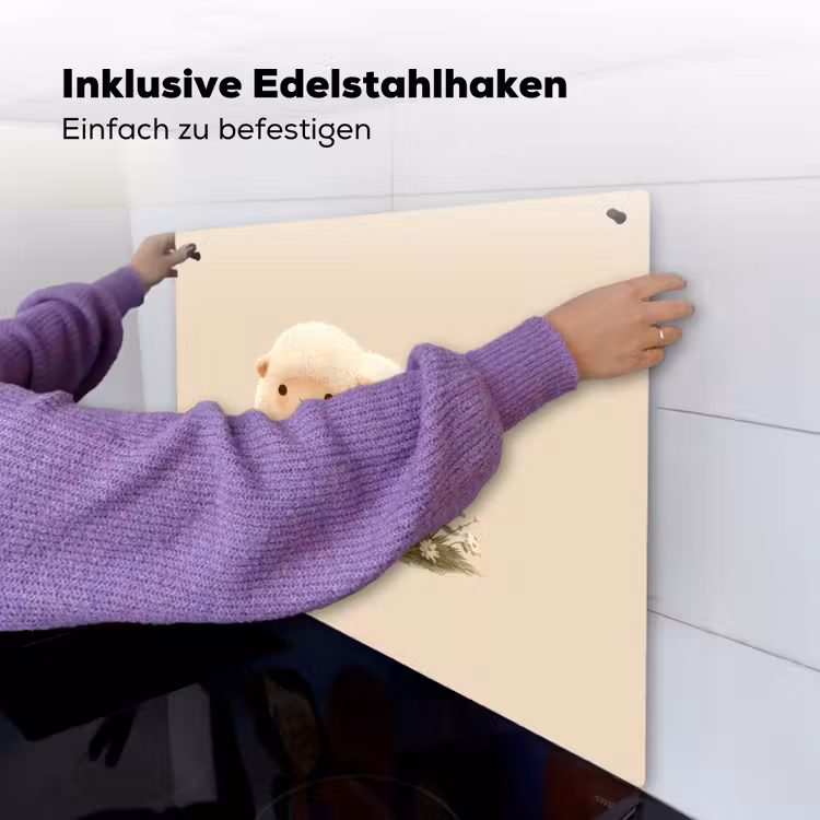 Schaap - Beige - Bloemen Inductie beschemer met haakjes middel -ky-ophangen-de