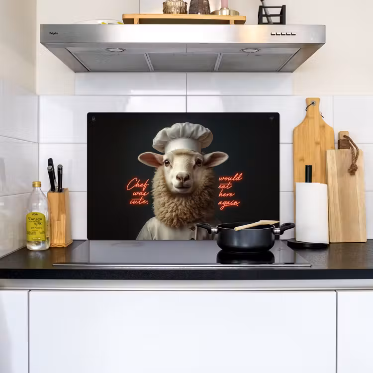 Schaap - Kokskleding - Neon - Quote Inductie beschemer met haakjes klein -sfeer2