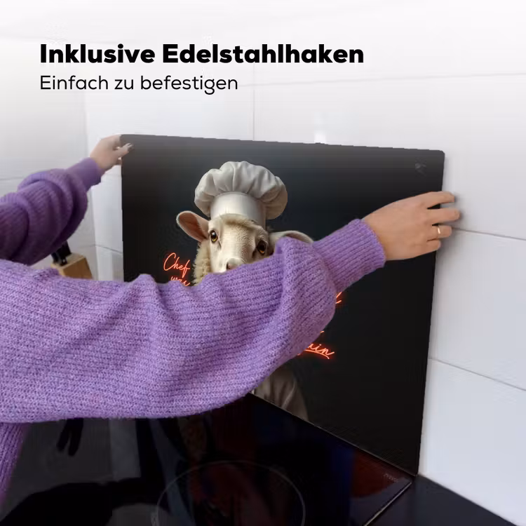 Schaap - Kokskleding - Neon - Quote Inductie beschemer met haakjes klein -ky-ophangen-de