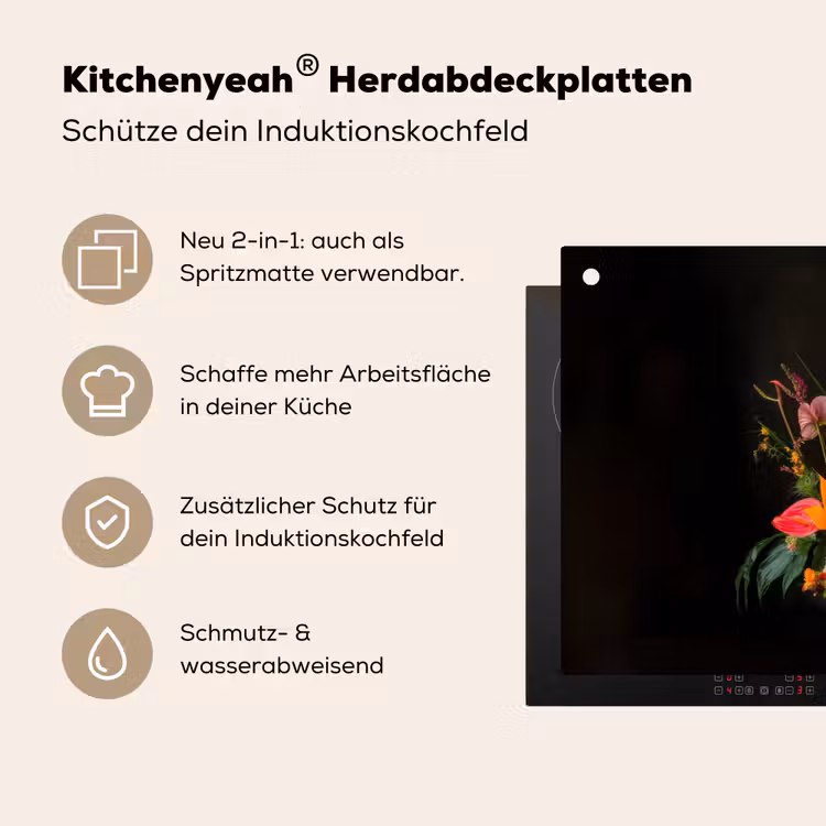Schaal - Boeket - Bloemen Inductie beschemer met haakjes klein -ky-usp-de