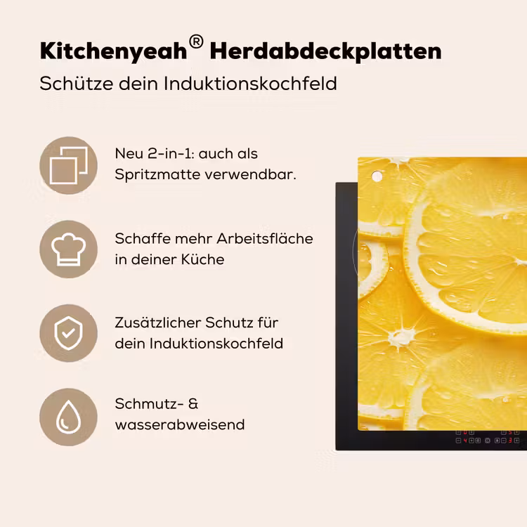Schijfjes - Citroen - Sap Inductie beschemer met haakjes klein 777 -ky-usp-de