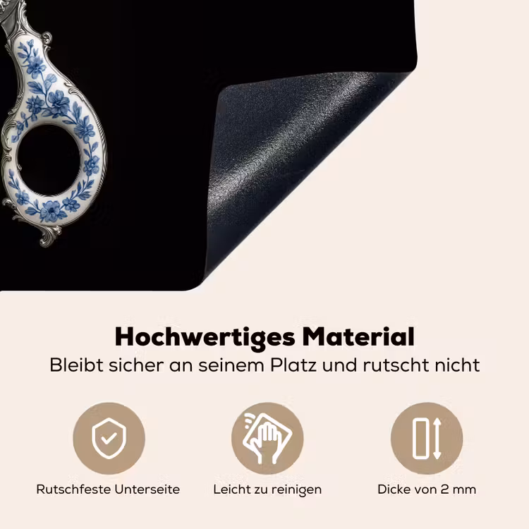 Schaar - Delfts blauw - Zwart Inductie beschemer met haakjes klein -ky-onderkant-de