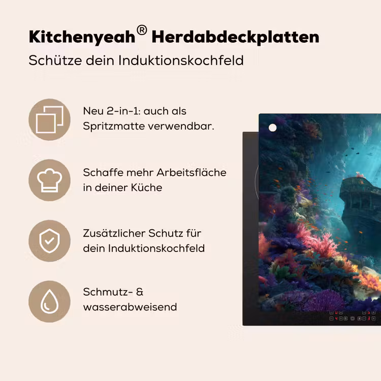 Schip - Hout - Koraalriffen - Zonlicht Inductie beschemer met haakjes middel -ky-usp-de
