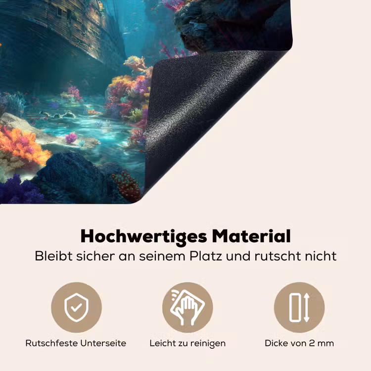 Schip - Hout - Koraalriffen - Zonlicht Inductie beschemer met haakjes middel -ky-onderkant-de