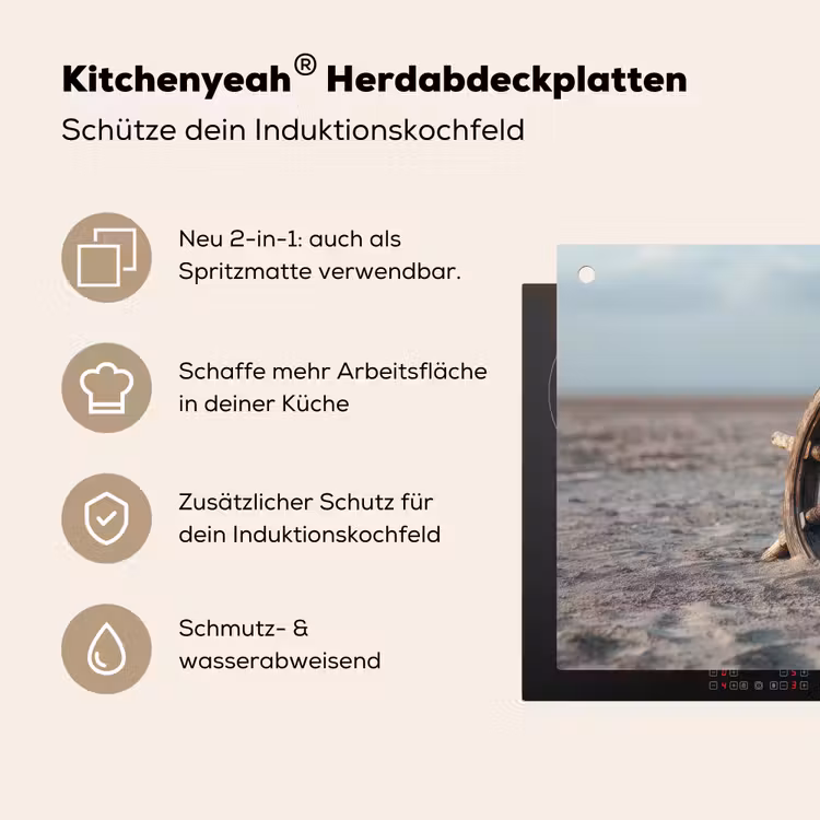 Scheepsstuur - Hout - Bruin - Zand Inductie beschemer met haakjes middel -ky-usp-de