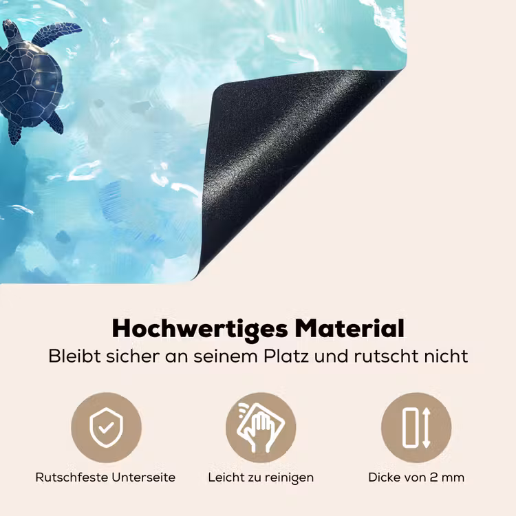 Schildpad - Zee - Blauw - Schittering Inductie beschemer met haakjes klein -ky-onderkant-de