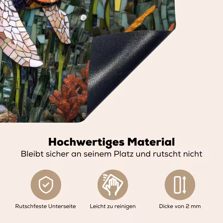 Schildpad - Zeewier - Mozaïek Inductie beschemer met haakjes klein -ky-onderkant-de