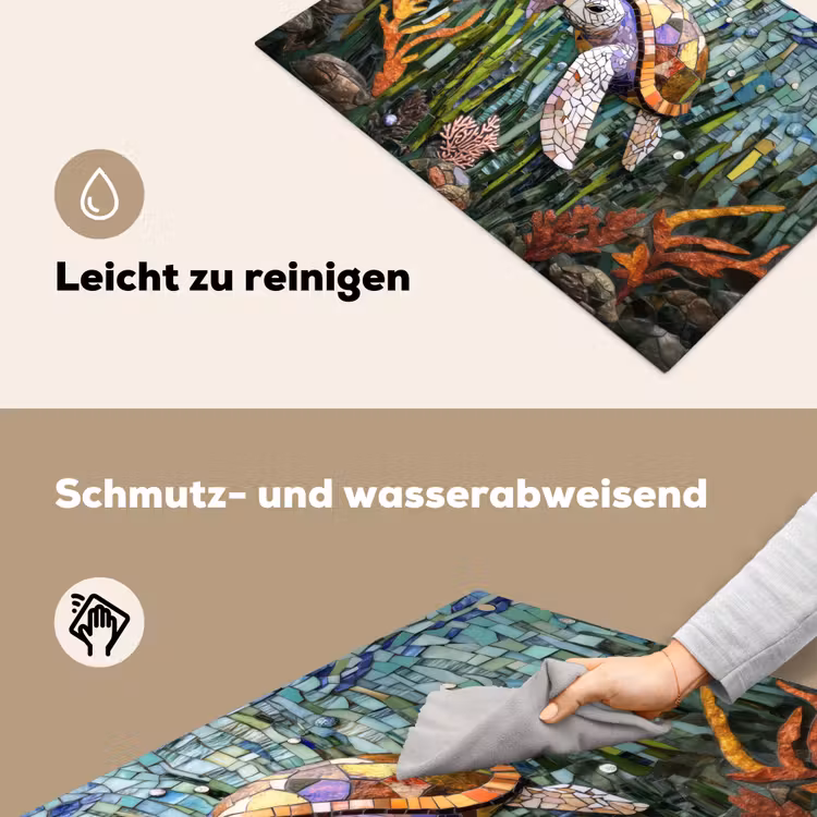 Schildpad - Zeewier - Mozaïek Inductie beschemer met haakjes klein -ky-schoon-de