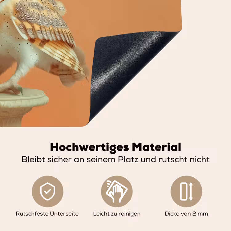 Kerkuil - Koksmuts - Oranje - Vogel Inductie beschemer met haakjes klein -ky-onderkant-de