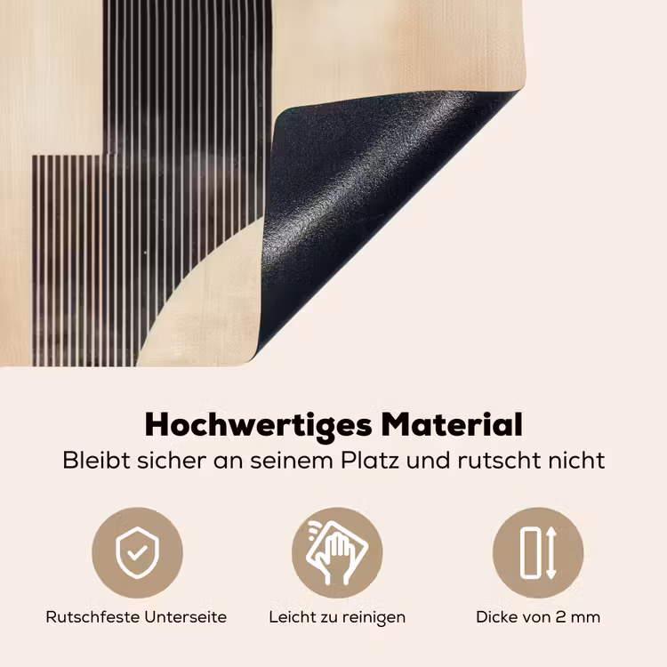 Boog - Strepen - Minimalistisch - Zwart Inductie beschemer met haakjes klein -ky-onderkant-de