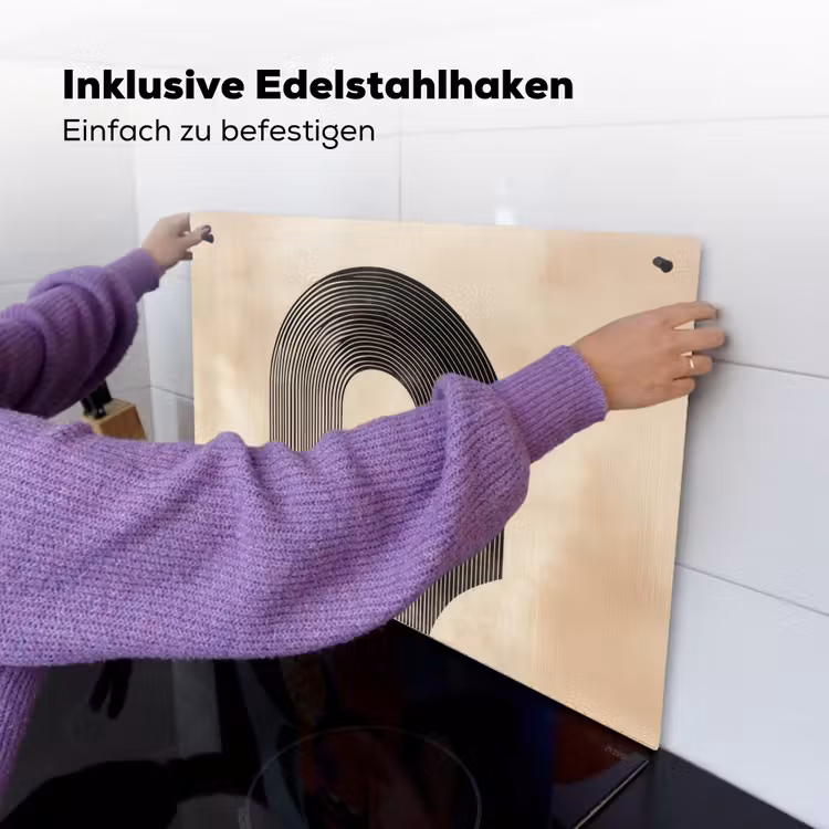 Boog - Strepen - Minimalistisch - Zwart Inductie beschemer met haakjes klein -ky-ophangen-de
