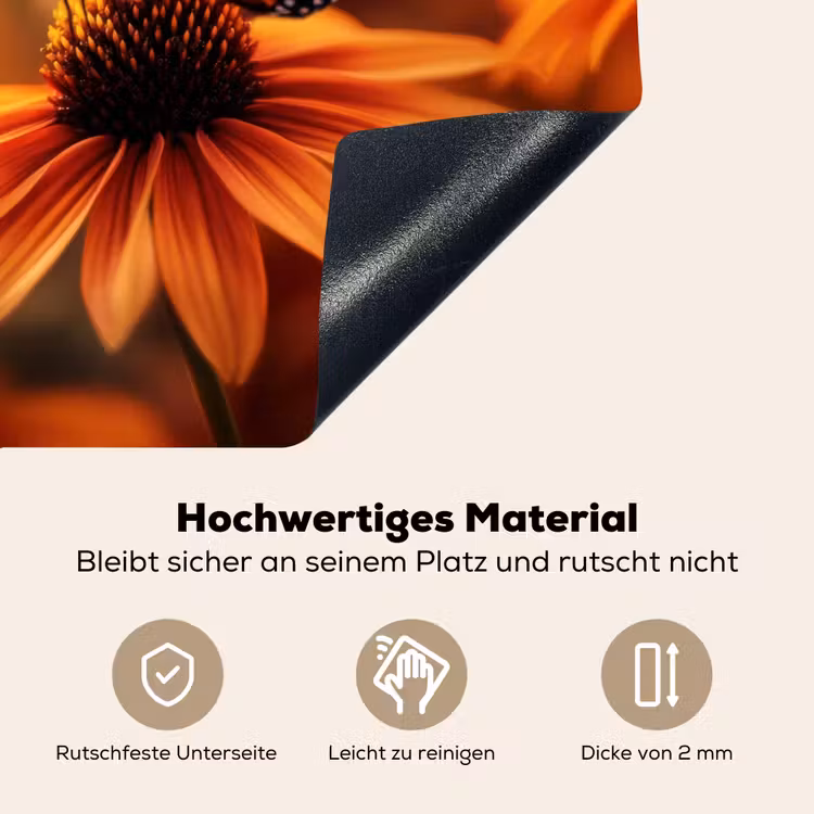 Vlinder - Bloemen - Oranje Inductie beschemer met haakjes klein -ky-onderkant-de