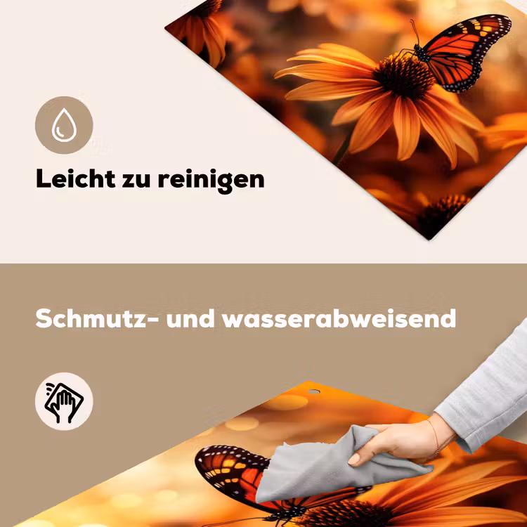 Vlinder - Bloemen - Oranje Inductie beschemer met haakjes klein -ky-schoon-de