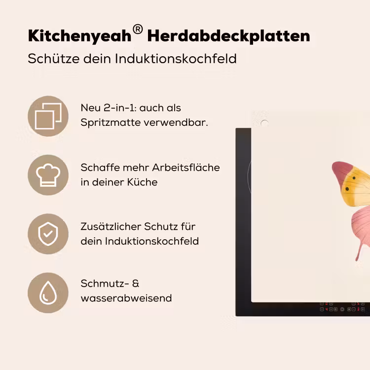 Vlinder - Illustratie - Roze Inductie beschemer met haakjes klein -ky-usp-de
