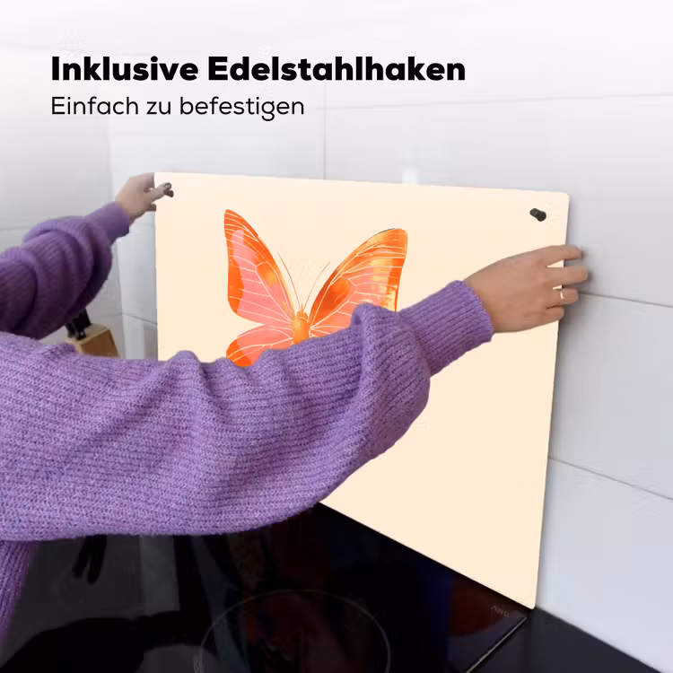 Vlinder - Minimalistisch - Roze Inductie beschemer met haakjes klein -ky-ophangen-de