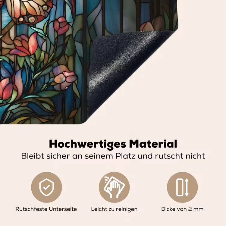 Vlinder - Roze - Bloemen - Bladeren Inductie beschemer met haakjes klein -ky-onderkant-de