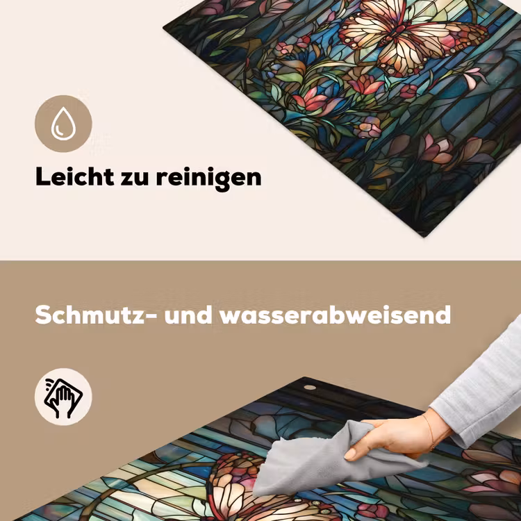 Vlinder - Roze - Bloemen - Bladeren Inductie beschemer met haakjes klein -ky-schoon-de