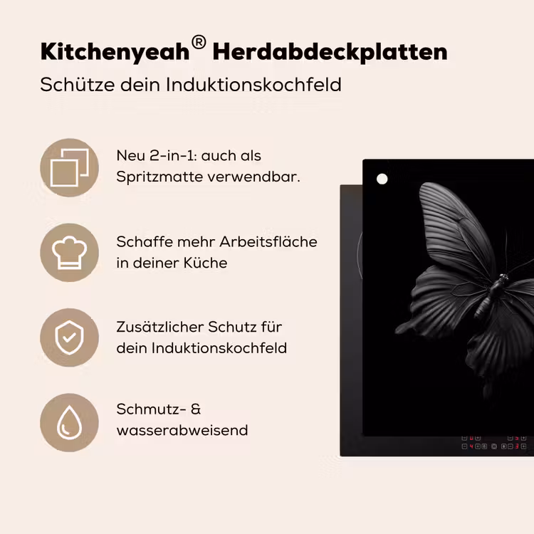 Vlinder - Zwart - Insect - Dieren Inductie beschemer met haakjes klein -ky-usp-de