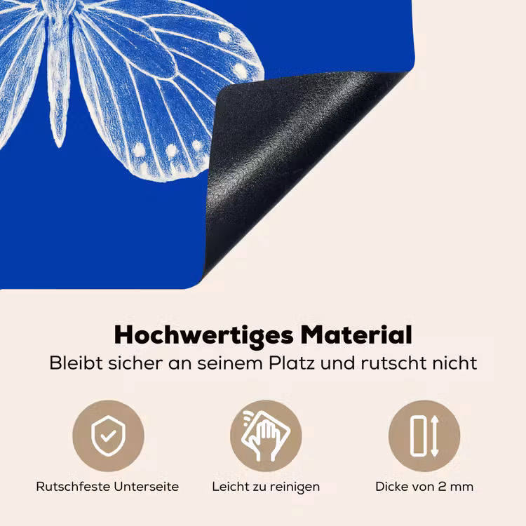 Vlinder - Wit - Getekend - Stippen Inductie beschemer met haakjes middel -ky-onderkant-de