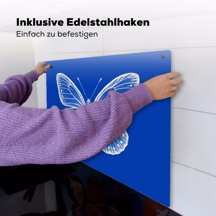 Vlinder - Wit - Getekend - Stippen Inductie beschemer met haakjes middel -ky-ophangen-de