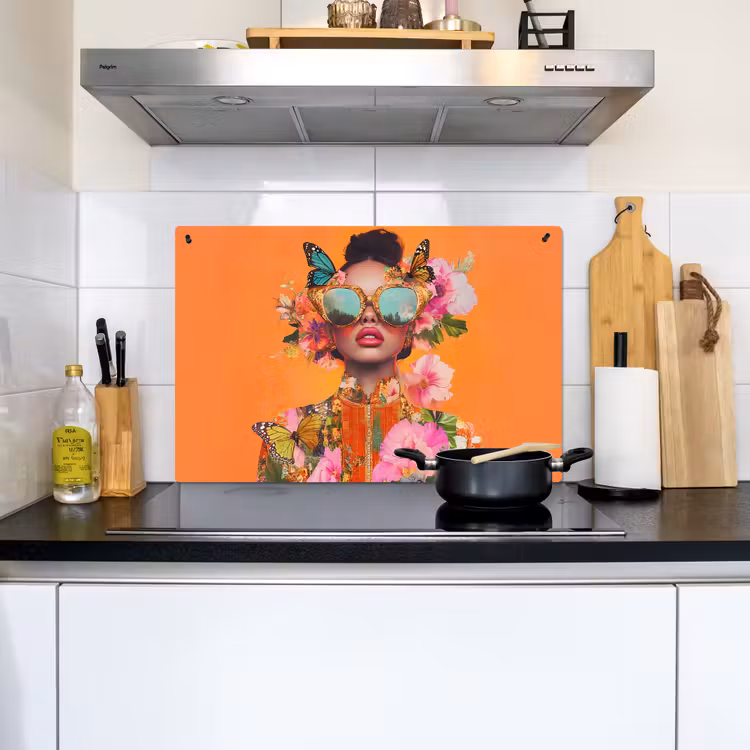Vlinders - Vrouw - Zonnebril - Kleurrijk Inductie beschemer met haakjes klein -sfeer2