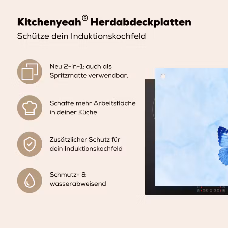 Vlinders - Sierlijk - Blauw Inductie beschemer met haakjes klein -ky-usp-de