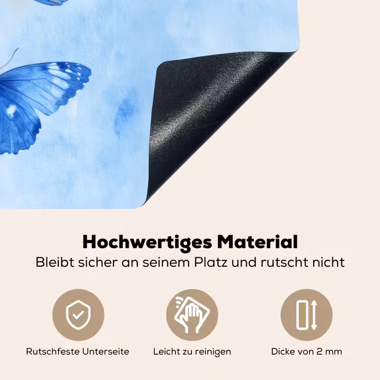 Vlinders - Sierlijk - Blauw Inductie beschemer met haakjes klein -ky-onderkant-de
