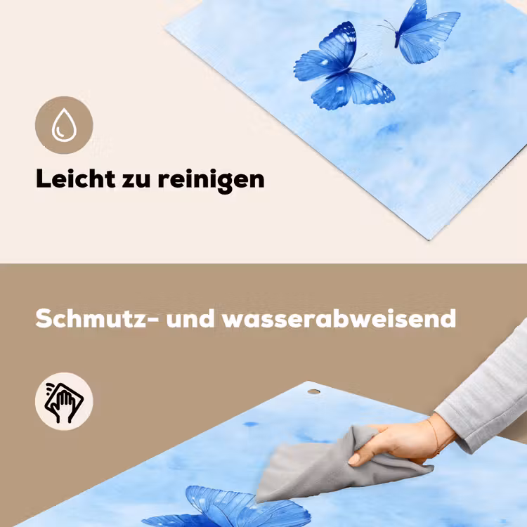 Vlinders - Sierlijk - Blauw Inductie beschemer met haakjes klein -ky-schoon-de