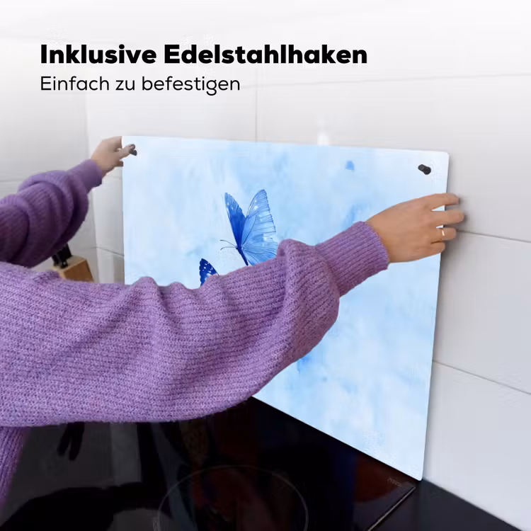 Vlinders - Sierlijk - Blauw Inductie beschemer met haakjes klein -ky-ophangen-de