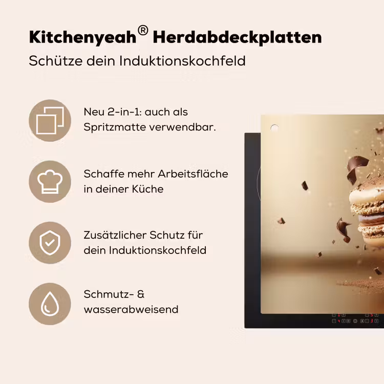 Chocolade - Macarons - Eten - Snoep Inductie beschemer met haakjes klein -ky-usp-de