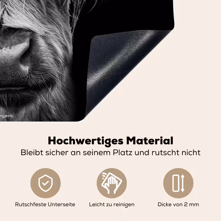 Schotse hooglander - Zwart - Wit Inductie beschemer met haakjes klein -ky-onderkant-de